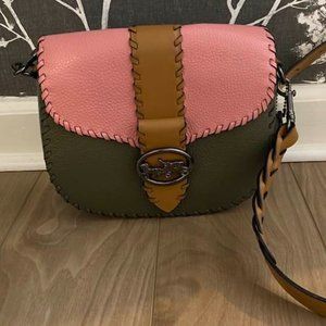 Coach Georgie Saddle Whipstitch Crossbody Bag Colorblock